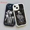 Grim Reaper Skull Skeleton Moblie Phone Case for Iphone 15 promax 12 13 pro 14 Pro  mini plus Lambskin Protective black Covers