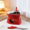 Heart Shaped Chocolate Fondue Mug Set Ceramic Sweet Fondue Cup with Forks and Candle Red White 350ml