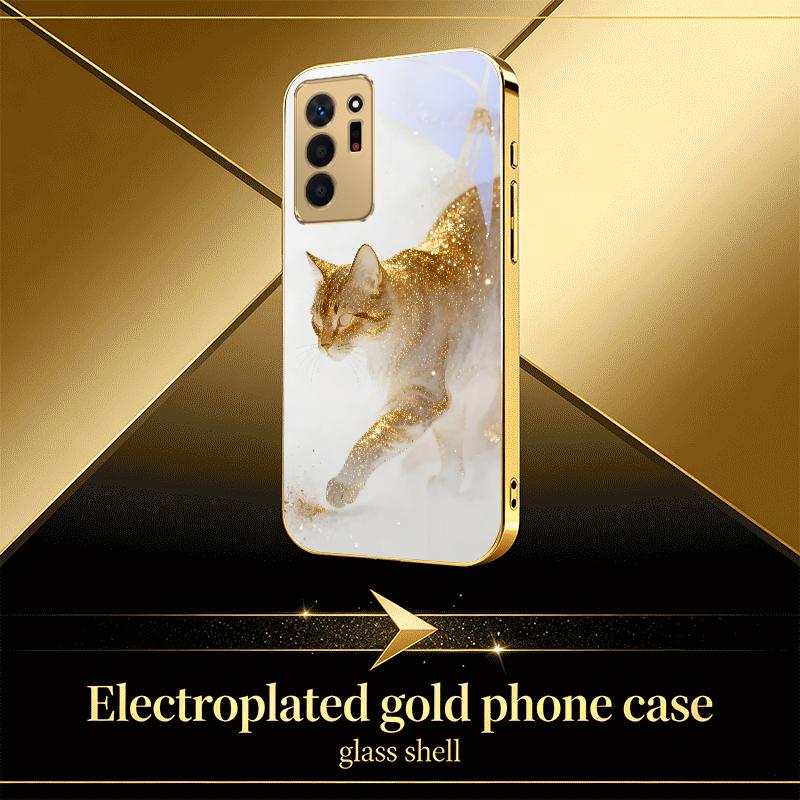 Snowy Land Golden Tiger For Samsung S25 Ultra S21 S22 FE S23 Plus S24 S20 S26 Note 10 20 Golden Glass Electroplated Phone Case