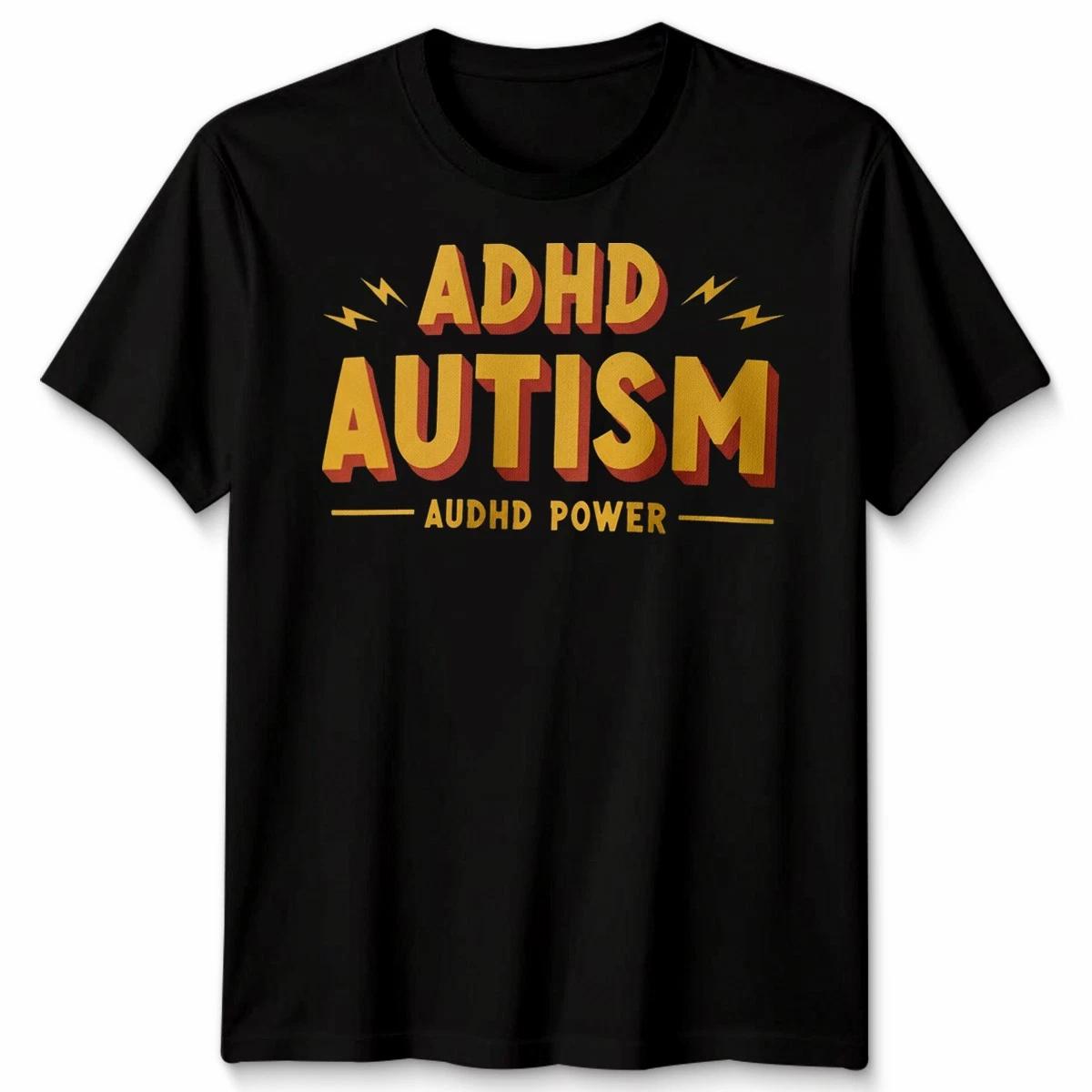 

Unisex T shirt Audhd Power Autism & Adhd Awareness Lightning Bolts Streetwear 2XL