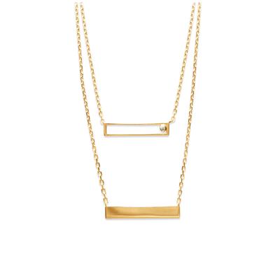 [Q6283] - Doppelte Halskette 'Identität' vergoldet weiß-golden - 40 und 45 cm