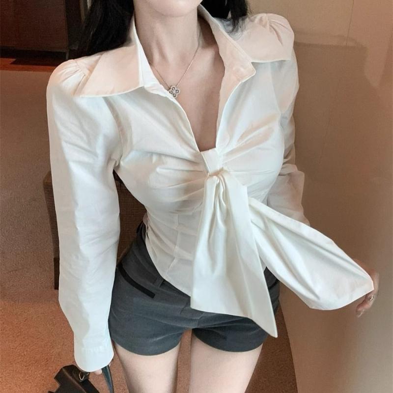 

Женская приталенная полосатая рубашка, облегающая, сексуальная, с отложным воротником, с длинным рукавом, короткая, женская однобортная рубашка M белый