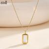 EFFIE QUEEN Stainless Steel 18k Gold White Shell Square Pendant Necklace Natural Jewelry for Women Wedding Party Banquet STMN11
