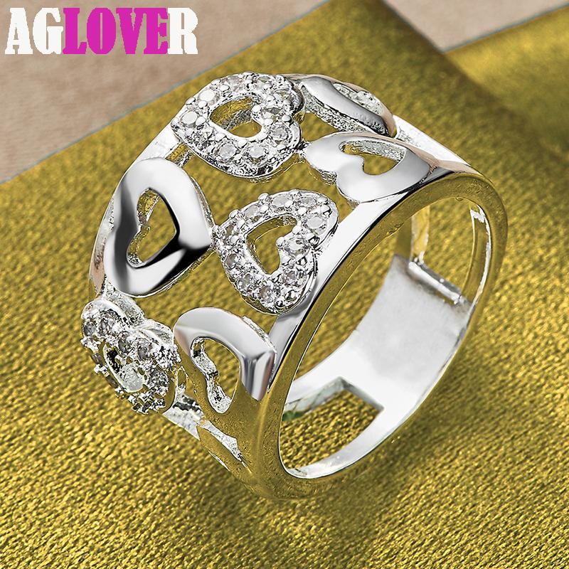 925 Sterling Silver Heart AAA Zircon Ring Jewelry