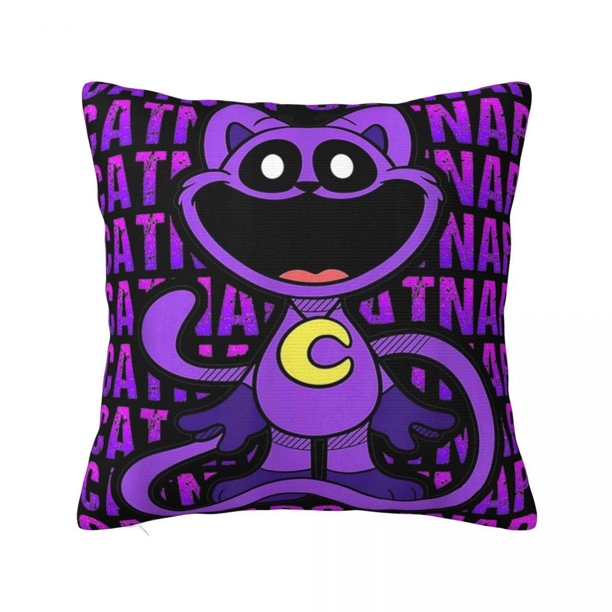 

Decorative Pillow Cover Smiling Catnap Merch Home Funny Cartoon Pillow Case Cover Zipper Multiple Sizes 12x12Inch