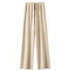 Women's High-Waisted Wide-Leg Wool Pants - Casual, Floor-Length, Straight-Leg, Autumn/Winter, Versatile Knit for a Longer Leg Look