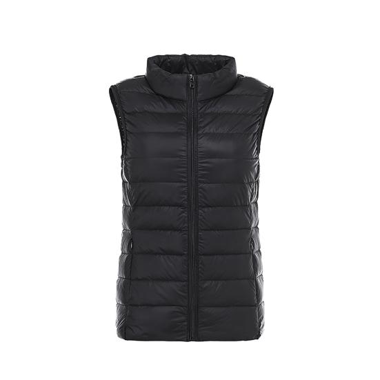 Women Down Vest Fluffy Filling Solid Color Stand Collar Sleeveless Waistcoat for Daily Wear