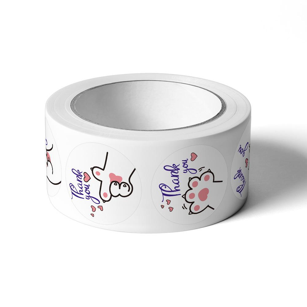 

500 шт./рулон Наклейки «Спасибо» с кошачьей лапкой, DIY этикетки для выпечки, торта, десерта, подарков для подарочных пакетов/коробок и запечатывания конвертов