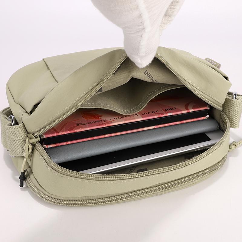 Solid Color Nylon Crossbody Bag Multi Pocket Casual Shoulder Bag for Women