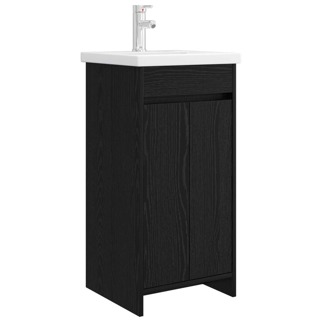 Bathroom Cabinet with Washbasin Black Oak