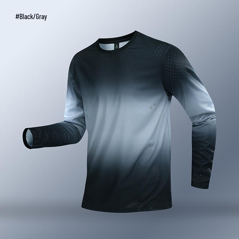

Men s Quick-Dry Long-Sleeve Running & Outdoor Fitness Top 5XL чорний/сірий колір
