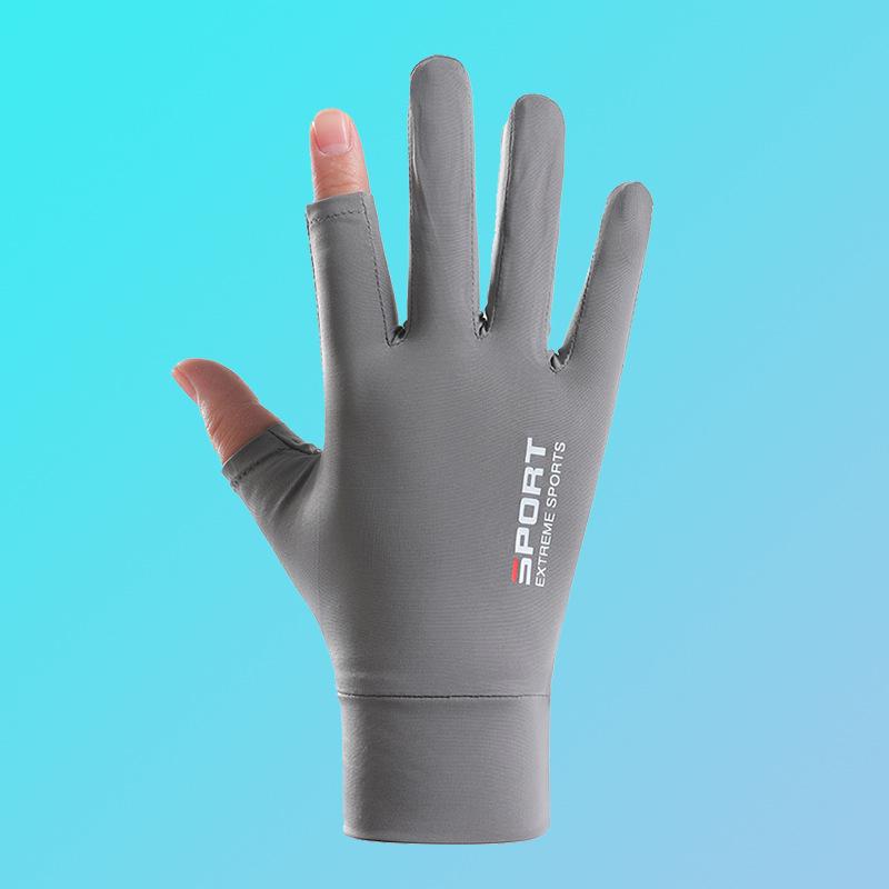 Sunscreen Gloves Driving Fishing Leaking Two Fingers Ice Silk Anti-slip Gloves Breathable Fitness Cycling Express Quick Dry Gloves