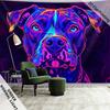 Fluorescent Psychedelic Neon Bitdog Tapestry Living Room Game Room Dormitory Aesthetic Home Decoration