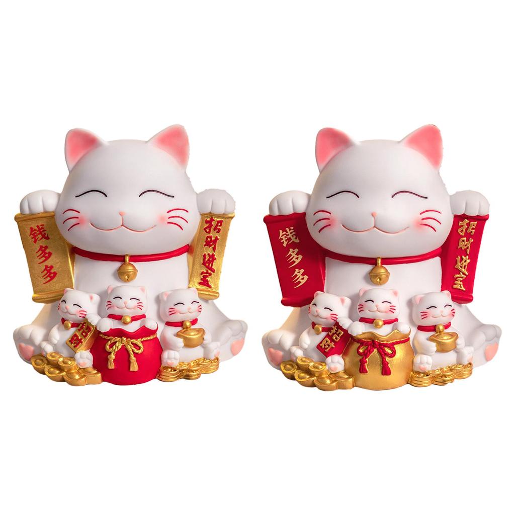 Maneki Neko Cat Piggy Bank Animal Statue Cat Figurine Piggy Bank for Chinese New Year Gift Home Decoration Easter Gifts Kids