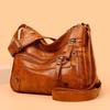 Solid Color Multi Zipper Bag Vintage Soft Leather Shoulder Bag  Casual Crossbody Purse For Work