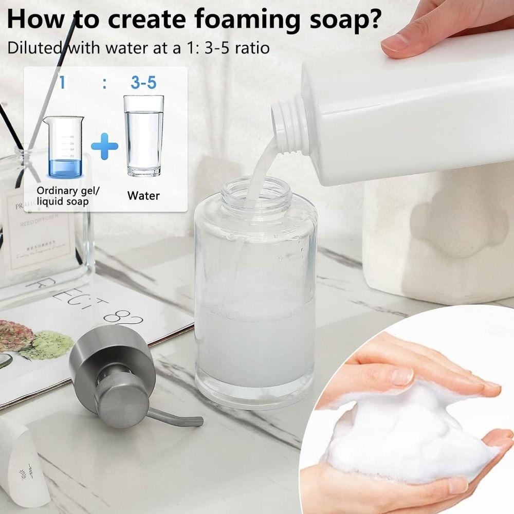 Refillable Foam Pump Bottle Thick Glass Hand Pump Bottle Foaming Soap Dispenser  Kitchen