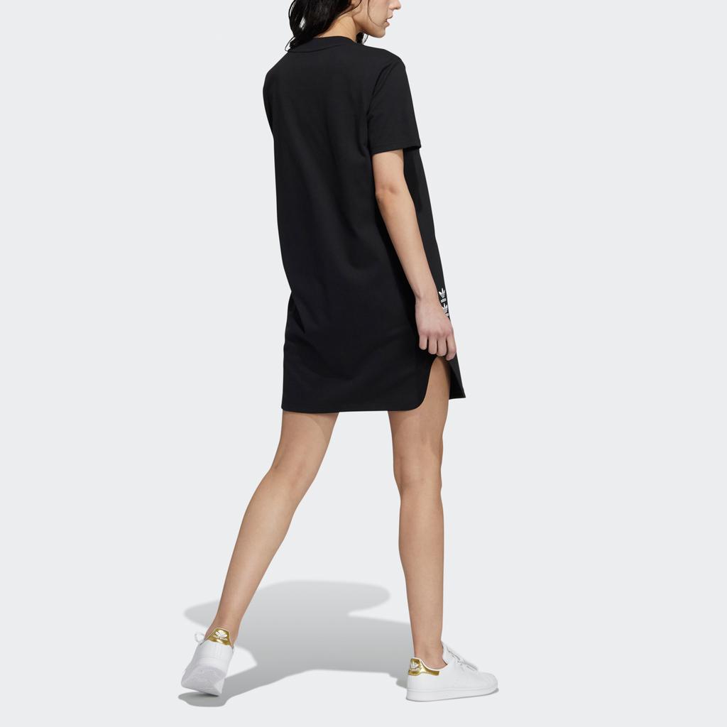 Adidas Originals Graphic Casual Sports Round Neck Triple Logo Breathable Short Sleeve Dress Women dresses Black HF0115