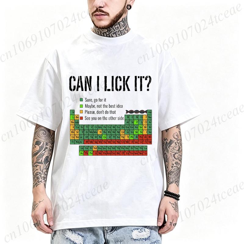 Can I Lick It Graphic T Shirt Unisex Oversized Loose Short Sleeve Tees Periodic Table Print Tshirts Fashion Casual Chemistry Tees
