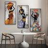 Póster Artístico de pared estilo silueta de vestido de mujer africana famosa, decoración del hogar, pintura en lienzo, impresión de imagen