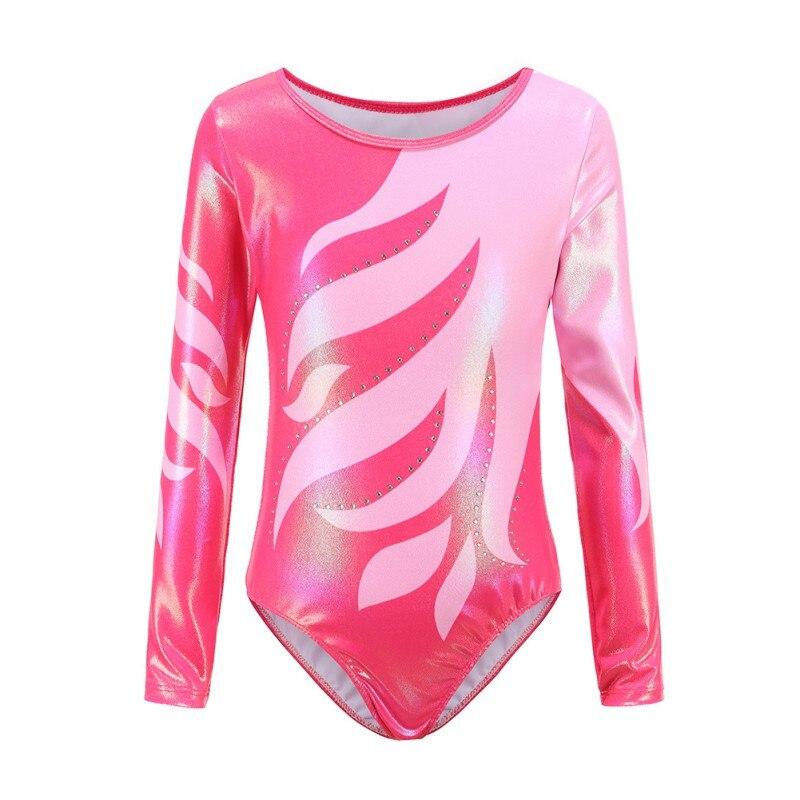 Children Girls Diamante Long Sleeve Ballet Practice Dance Wear Gymnastics Bright Color Body Suits ALL Seasons