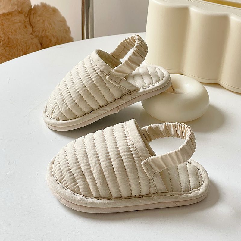 

Kids Fall and Winter Pure Cotton Fabric Soft Cloth Sole 1-3 Years Old Baby Non-Slip Toddler Shoes Mute Home Indoor Floor Slippers Rice White Inside length 15cm