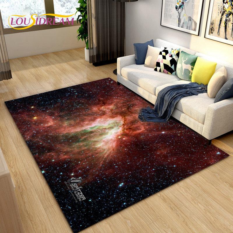 Tappeto Area Stelle Spazio Universo Galassia, Tappeto per Soggiorno Decorazione Camera dei Bambini, Tappetino Antiscivolo per Gioco e Gattonamento Bambini