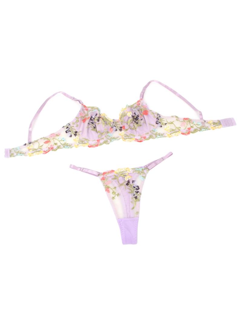 [ohyeah] Bra and Panty Set – Sexy Lingerie, Sheer Embroidered Floral Design, 3XL Plus Size, Cute and Alluring