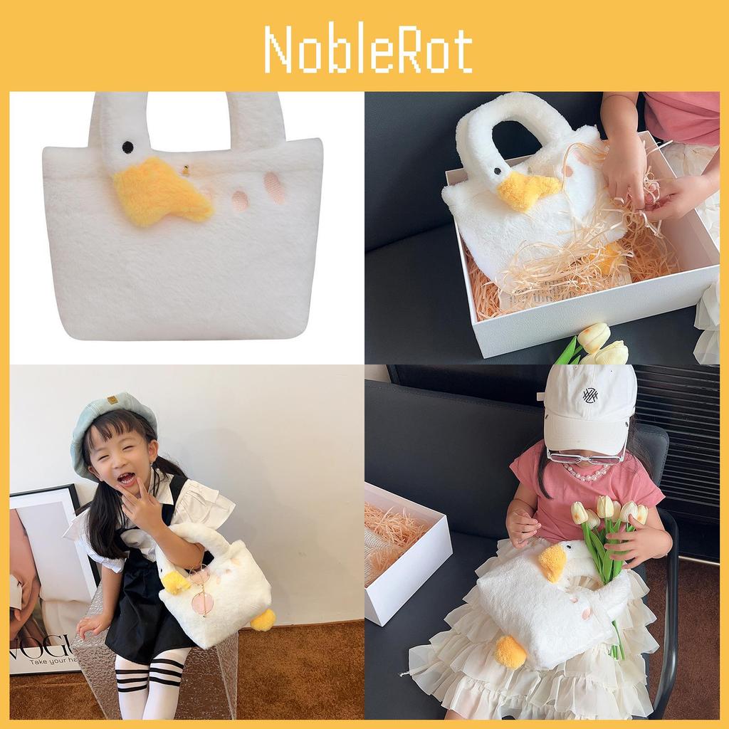 Big Cute Simple White Goose Handbag Plush Kids Messenger Bag Toddlers For