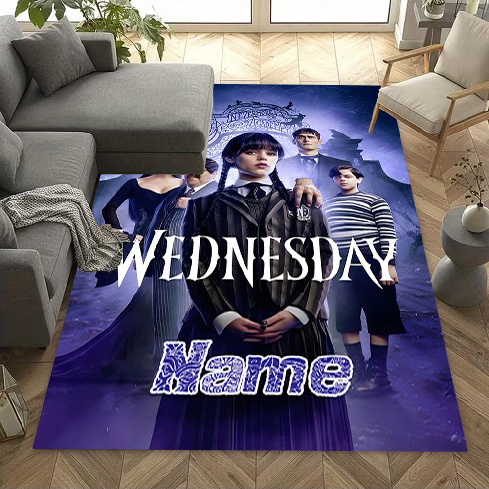 Wednesday Addams Mystery Customize Text Area Rug Design for Dormitory Kitchen Study room Foyer Anti-slip Rug Office home decor