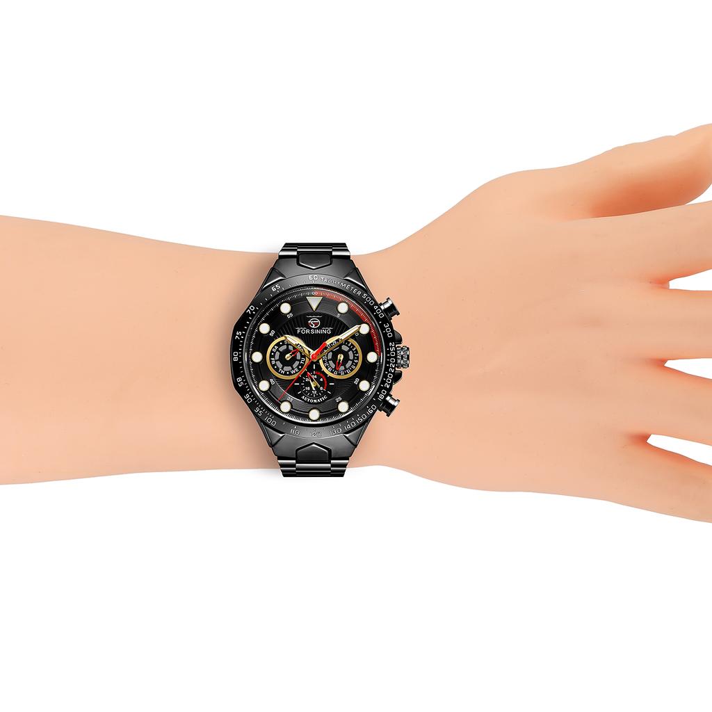 Forsining Luxuriöse Wasserdichte Mechanische Große Herrenuhren Edelstahl Automatikwerk Chronograph Armbanduhr