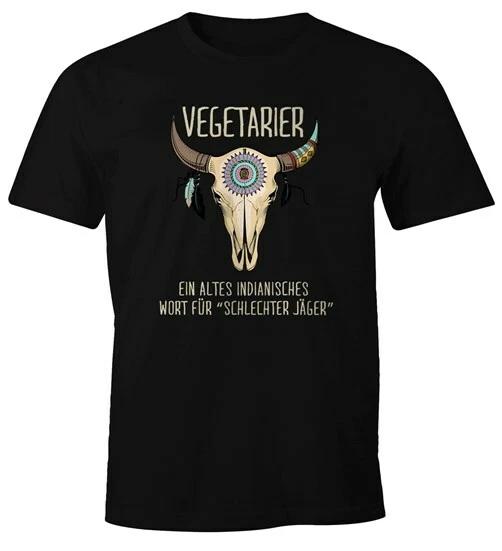 Men s T-Shirt Vegetarian / Vegan Bad Hunter Saying Skull Funny XXL
