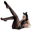 Spring-Summer Lace Mesh Floral Fishnet Stockings - Versatile Lolita Style for Women In White & Black