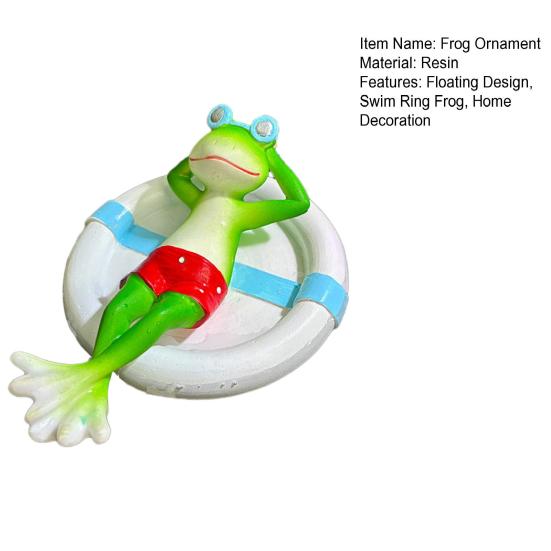 Floating Swim Ring Frog Figurine Sleeping Frog Statue Sculpture Outdoor Garden Yard Fishpond Aquarium