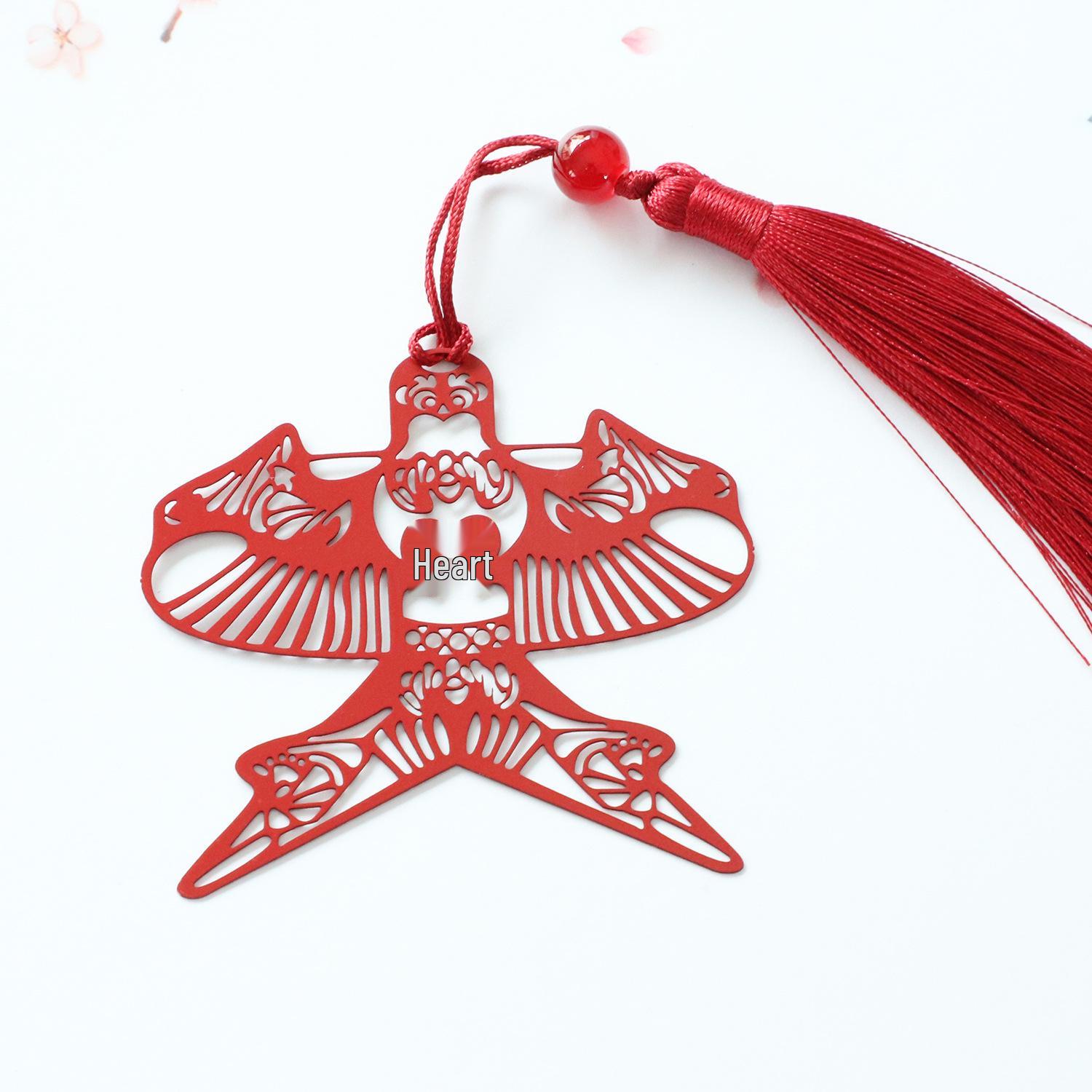 Exquisite Chinese Style Paper Kite Metal Tassel Bookmark - Festival Commemorative Gift
