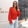 Women Loose Fit Lantern Sleeve Knit Sweater For Autumn Winter