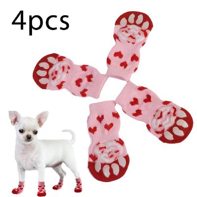 4 Pièces Chaussettes Mignonnes pour Chien de Compagnie avec Imprimé Antidérapantes Chaussures pour Chat Chiot Protecteur de Patte Produits pour Petites Races Spitz York Chien Chihuahua