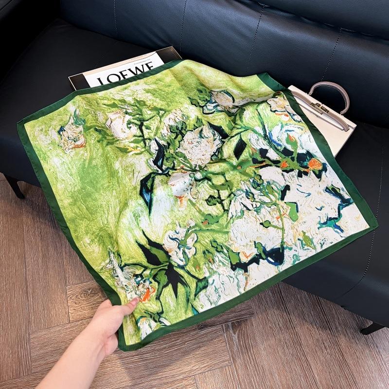 Mother's Day Silk Scarf Muse Festival Gift Simulation Silk Silk Scarf Premium Spring and Summer Square Scarf 71 Silk Decorative Small Scarf