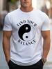 Mens Tai Chi YinYang Pattern Tshirt Casual Roundneck Shortsleeved Suitable for All Seasons the Fabric Is Comfortable