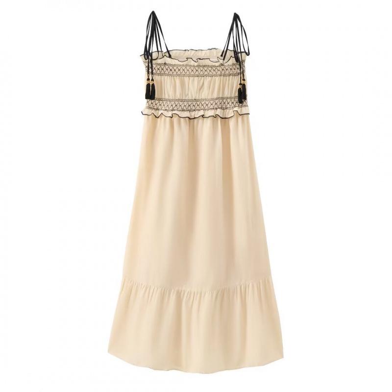 Summer Midi Dress: European & American Style with Elastic Upper Body for Women