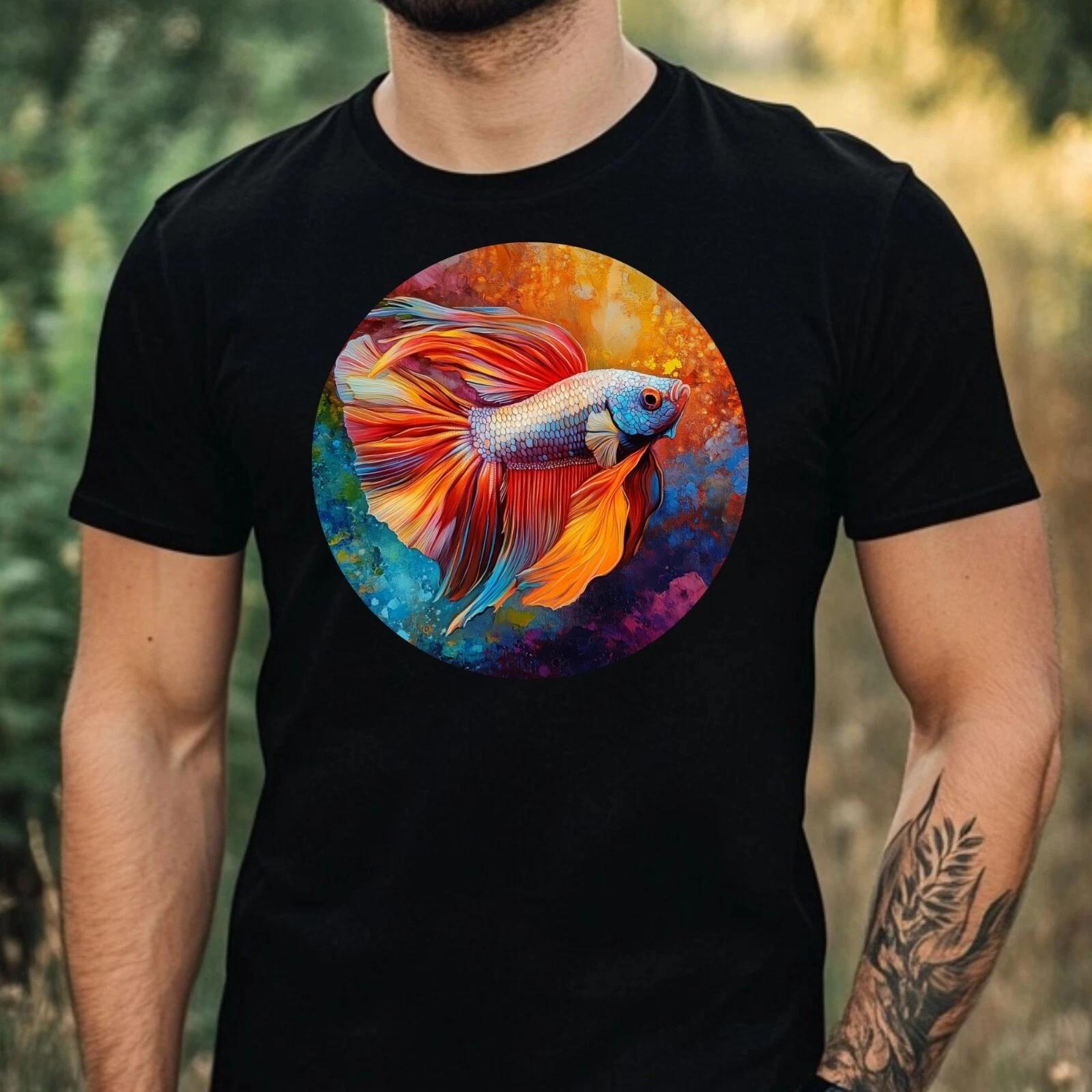 T-Shirt Herren Kampffisch Portrait Motiv Baumwolle Größe XS bis 5XL XXL