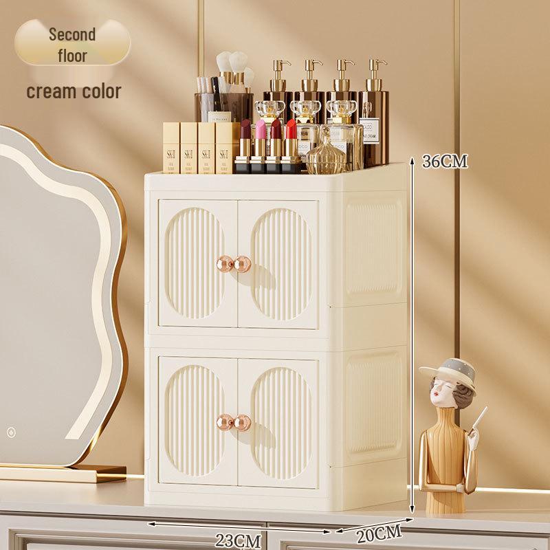 Desktop Multi-Layer Storage Box for Cosmetics, Stationery, and Skincare - Dustproof Push-Door Design