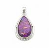 Purple Copper Turquoise Pear Cut Pendant, 925 Solid Sterling Silver, Bohemian Statement Jewelry