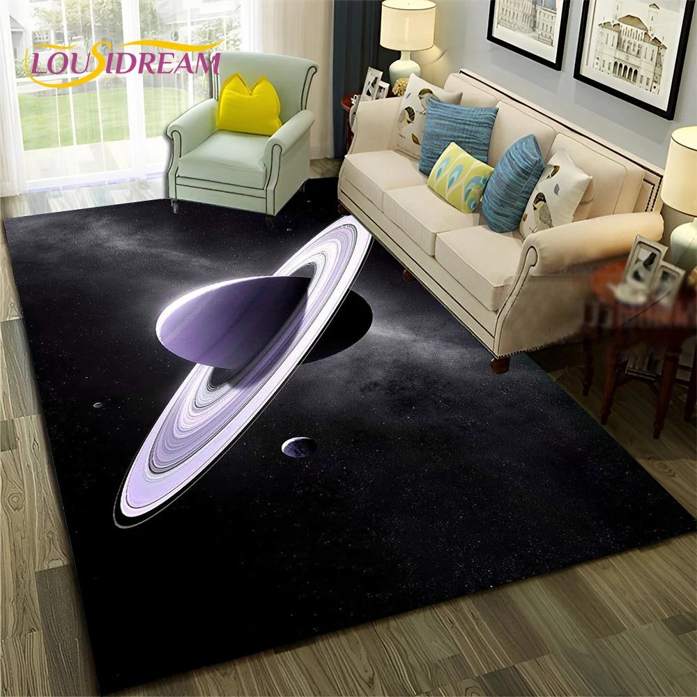 Galaxy Planet Star 3D Univers Weltraum Teppich Teppich für Zuhause Wohnzimmer Schlafzimmer Sofa Fußmatte Dekor,Kinderbereich Teppich Rutschfeste Bodenmatte