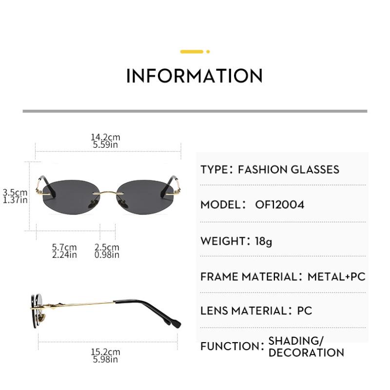 Ladies sunglasses, rimless oval sunglasses, personalized sunglasses