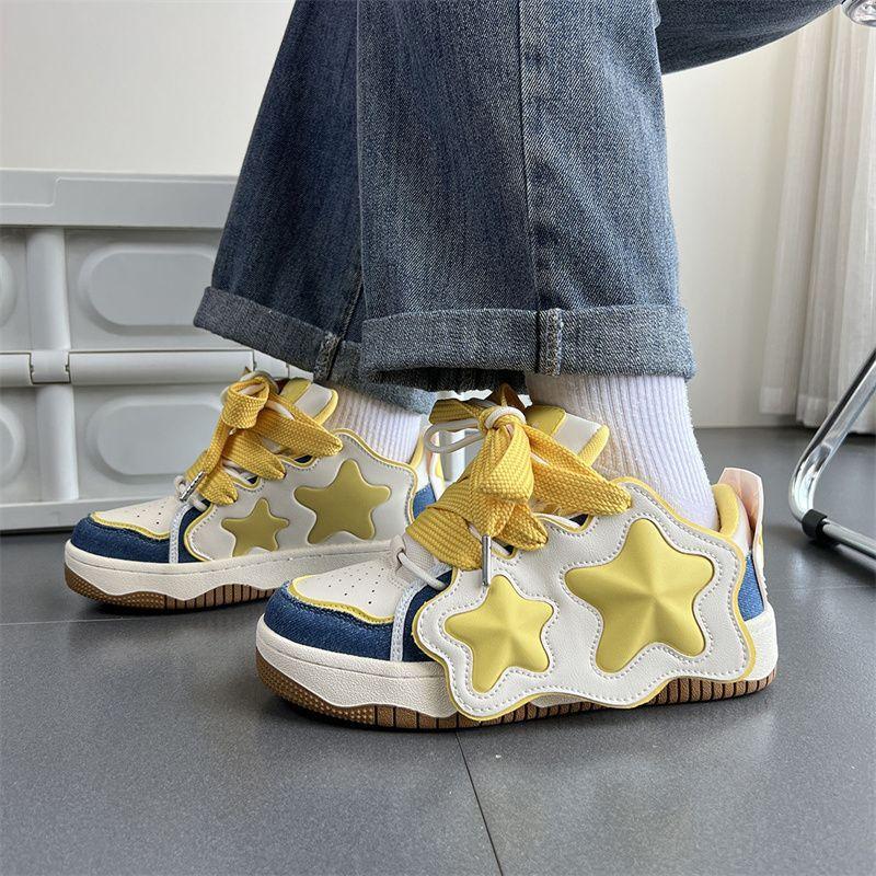 Dopamine Niche Sweet Sister Star Board Shoes Women's Autumn Versatile Casual Thick-soled Non-slip Wear-resistant Bread Shoes Tide