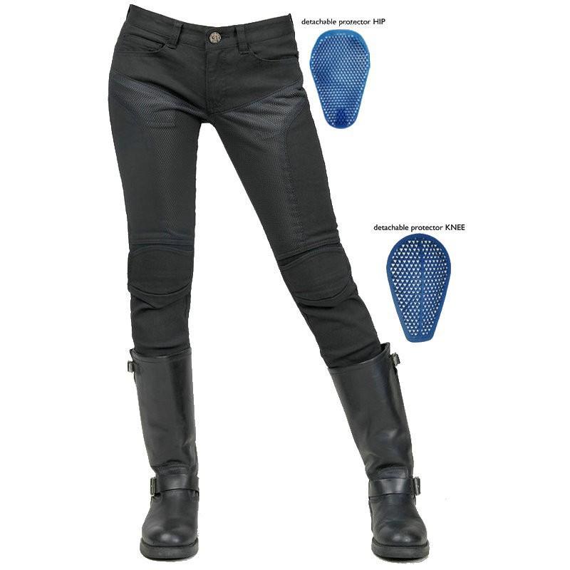 

Motorcycle Jeans Racing Slim Mesh Breathable Riding Pants Silicone Kneepads Adjustable Up Down XS