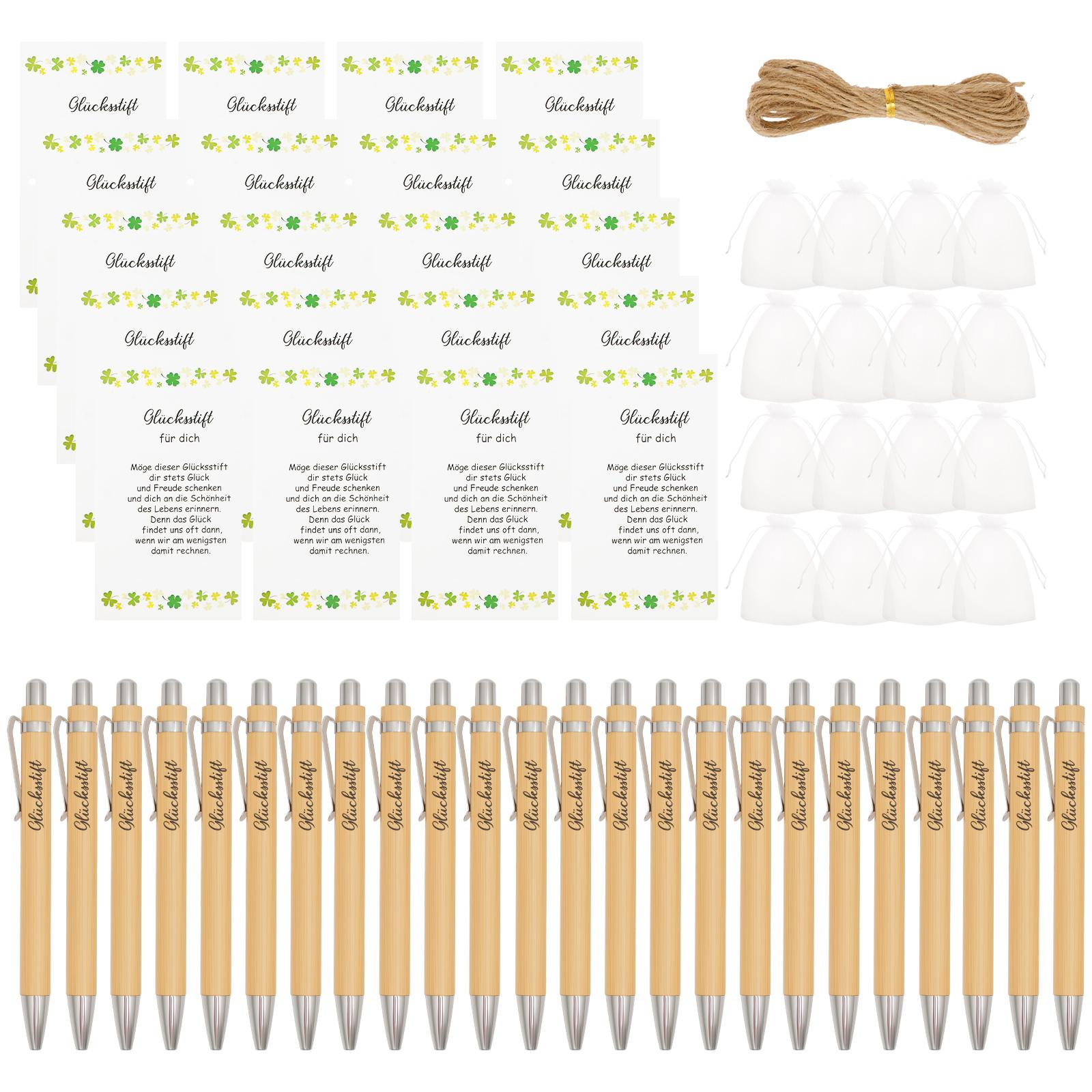 

24 Sets Employee Appreciation Pen Bamboo Thank You Pen with Hemp Rope 24 Paper Card and 24 Clear Gauze Bag for Coworker Staff