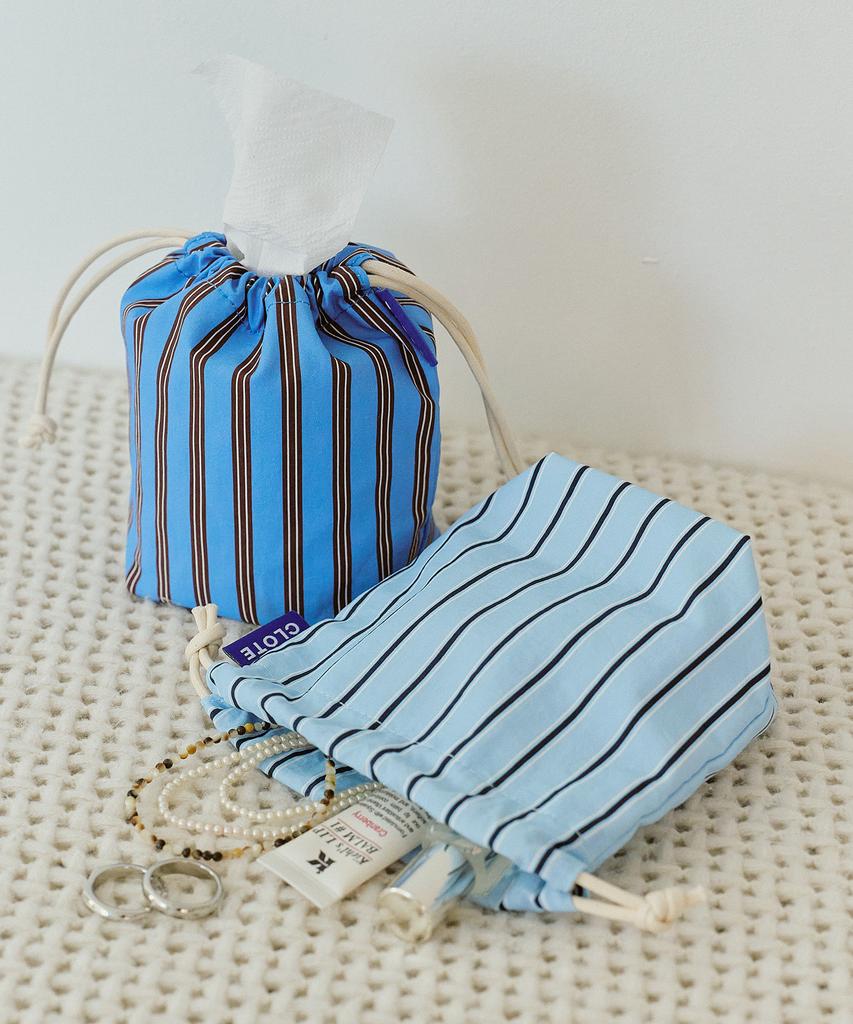 Clote String Pouch Mini - Striped Blue