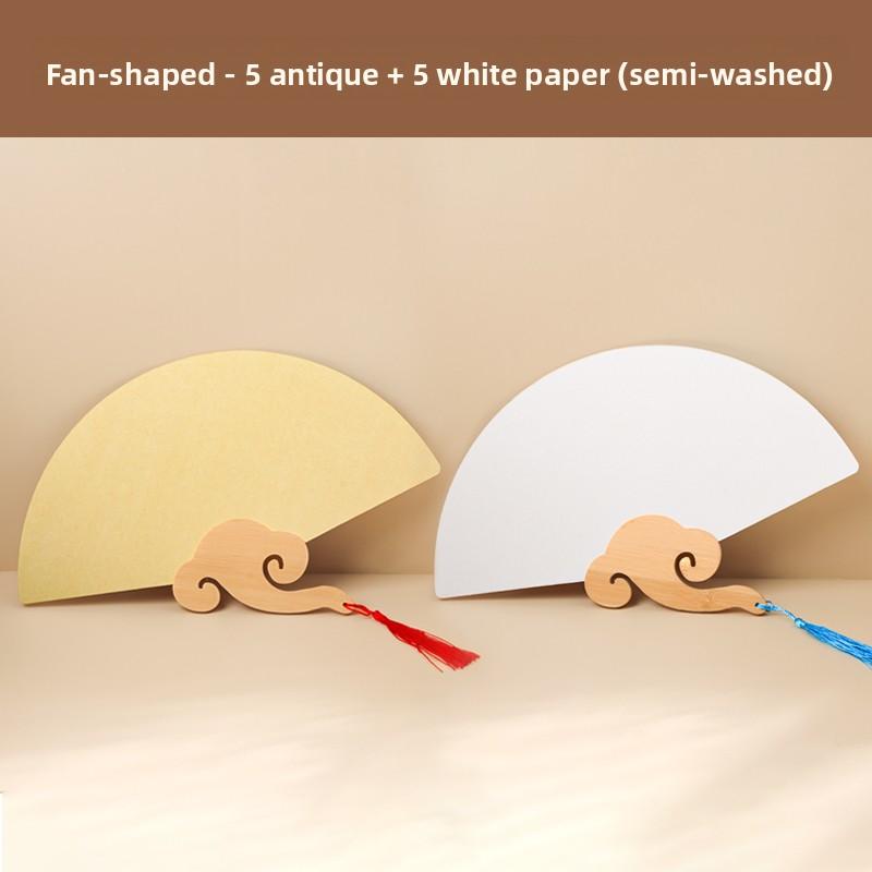 Thiened Blank Xuan Paper Calliaphy Fan DIY Material Kit Hand-Painted Cultural Creative Fan round ape Bamboo Frame