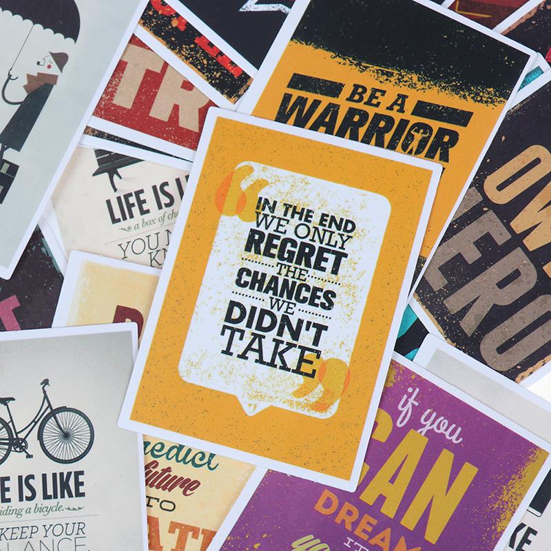 25Pcs Motivational Life Quotes Diary Stickers Skateboard Laptop Luggage Decals